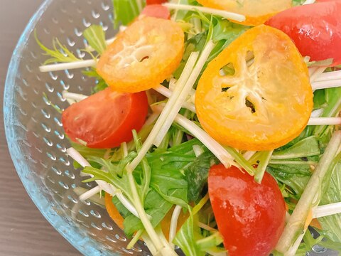 彩り華やか❁⃘*.ﾟ水菜と金柑のフルーティサラダ